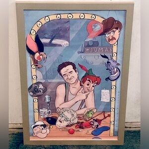 RARE Custom Framed Vintage “Tribute to Robin Williams Movies” Large Wall Art